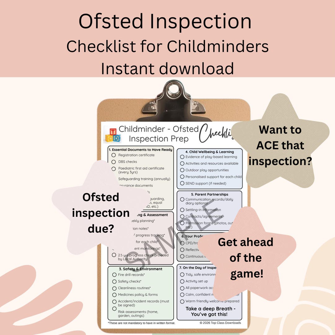 Childminder Ofsted Inspection Checklist | Childcare Template (PDF ...