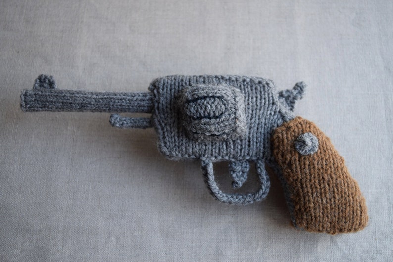 PDF Knitting PATTERN Knitted Revolver PDF Pattern Knitting pattern for a gun image 1