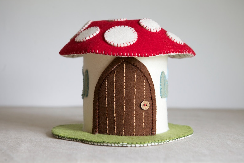 PDF Sewing PATTERN Toadstool Felt House Sewing Pattern DIY pattern for Mushroom play house Toadstool fairy house soft toy tutorial image 1