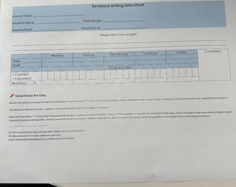 Sentence writing data tracker