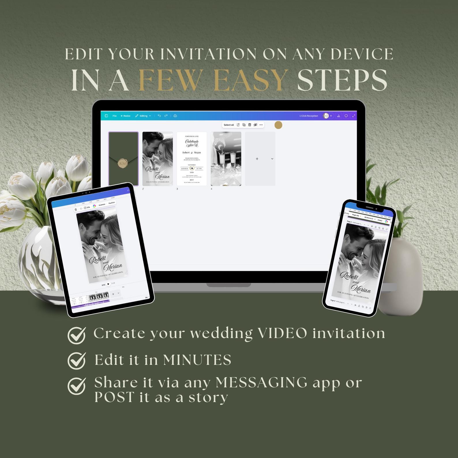 Digital Wedding Reception Invitation: Modern Reception Party Invite ...