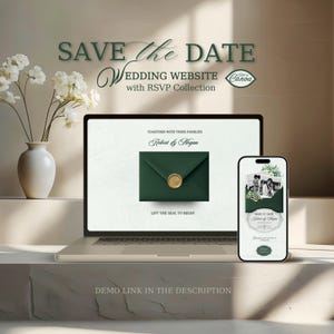 Wedding Website Template, Old Money Olive Green Save the Date, Elegant Digital Invite (RSVP Collection)