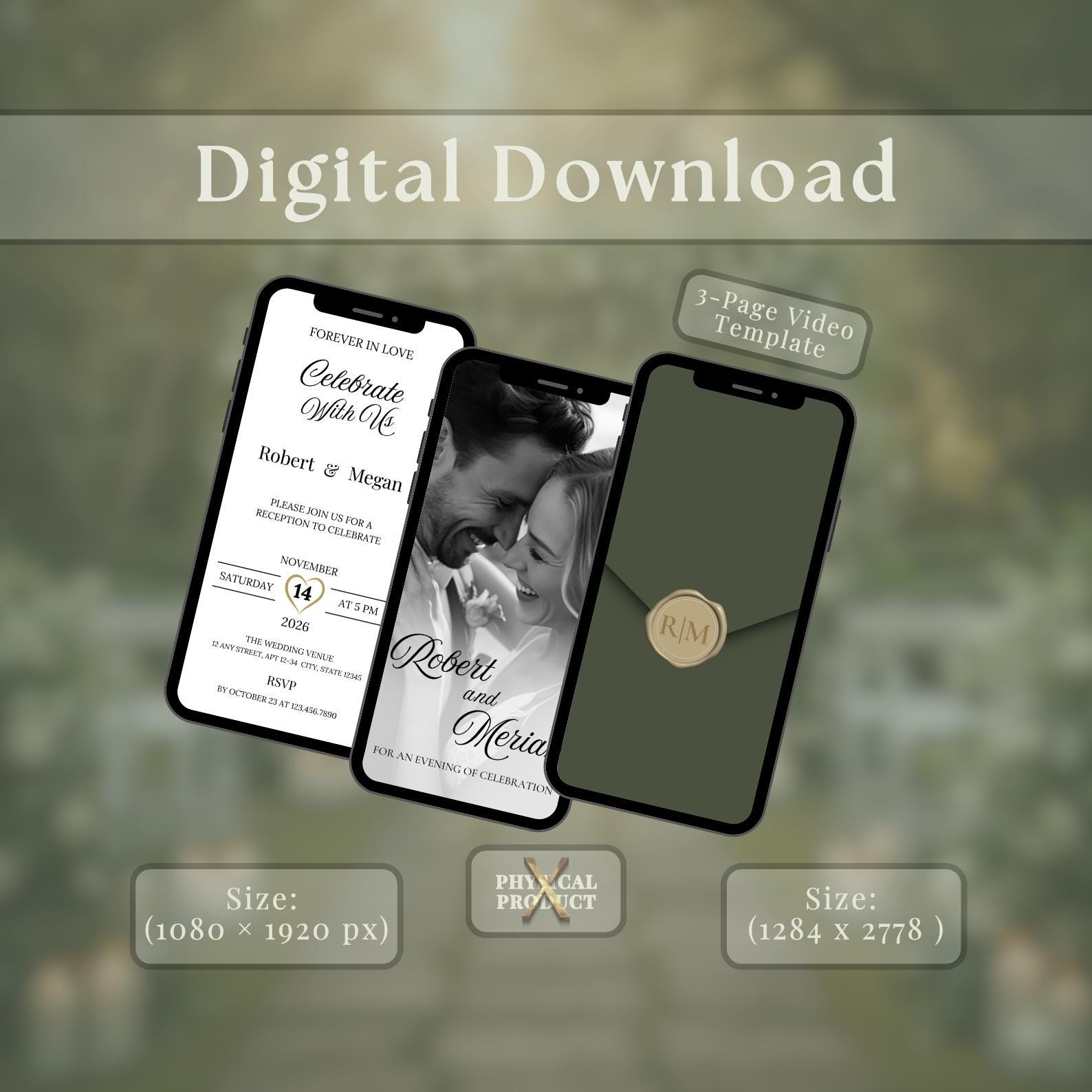 Digital Wedding Reception Invitation: Modern Reception Party Invite ...