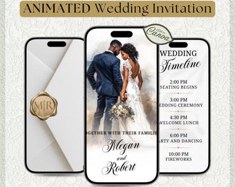 Conjunto de invitaciones de boda minimalistas: plantilla editable de Canva, invitación en vídeo, descarga en MP4.