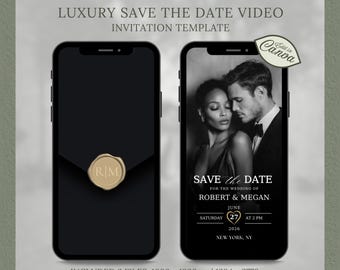 Luxus animierte Hochzeit Save the Date Videoeinladung (Canva Vorlage)