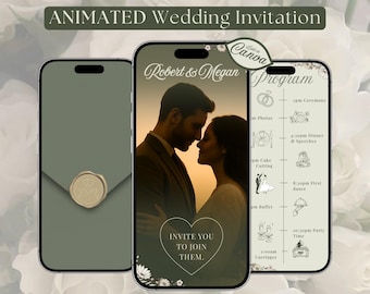 Video Hochzeitseinladungsvorlage: Animierte Einladung (Canva bearbeitbar, digitaler Download)