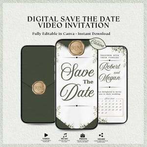 Invito video animato "Save the Date", elegante rivelazione della busta, invito di nozze digitale moderno (download digitale)