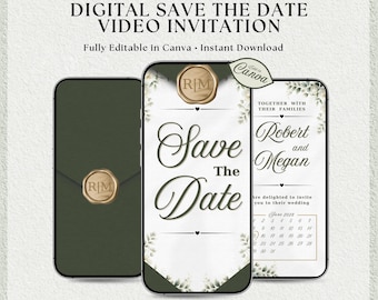 Animated Save the Date Video Invitation, Elegant Envelope Reveal, Modern Wedding E-Invite (Digital Download)