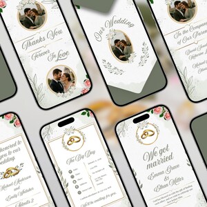 Template Wedding Video Invitation: Elegant Floral Digital Wedding, WhatsApp Invite (Canva Editable) image 4