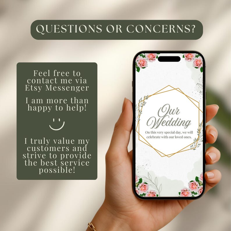 Template Wedding Video Invitation: Elegant Floral Digital Wedding, WhatsApp Invite (Canva Editable) image 10