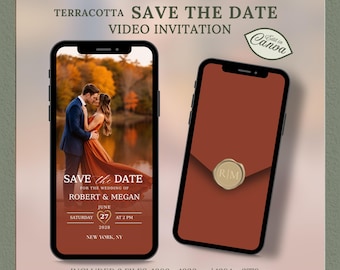 Animierte Hochzeit Save The Date Video, anpassbare digitale Evite Canva Vorlage, elektronische Trauungseinladung