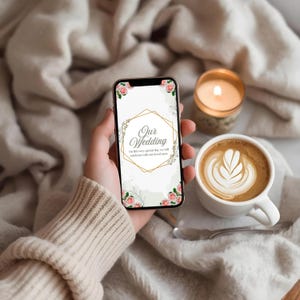 Template Wedding Video Invitation: Elegant Floral Digital Wedding, WhatsApp Invite (Canva Editable) image 6