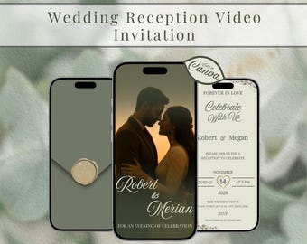 Animated Wedding Video Invitation: Wedding Reception Invite for WhatsApp & Social Media (Canva Editable Template)