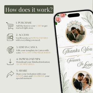 Template Wedding Video Invitation: Elegant Floral Digital Wedding, WhatsApp Invite (Canva Editable) image 5