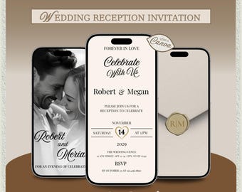 Animiertes Video zur Hochzeitsfeier, Antwortkarte im alten Geldstil, digitaler Download (Canva-Vorlage)