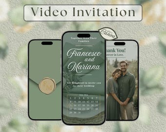 Save the Date Videoeinladung: Bearbeitbare digitale Hochzeitseinladung (Canva-Vorlage)