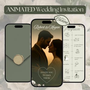 Video Wedding Invitation Template: Animate Invitation (Canva Editable, Digital Download)