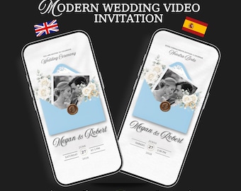 Minimalist Video Wedding Invitation Suite: Editable Canva Template (Instant Download)