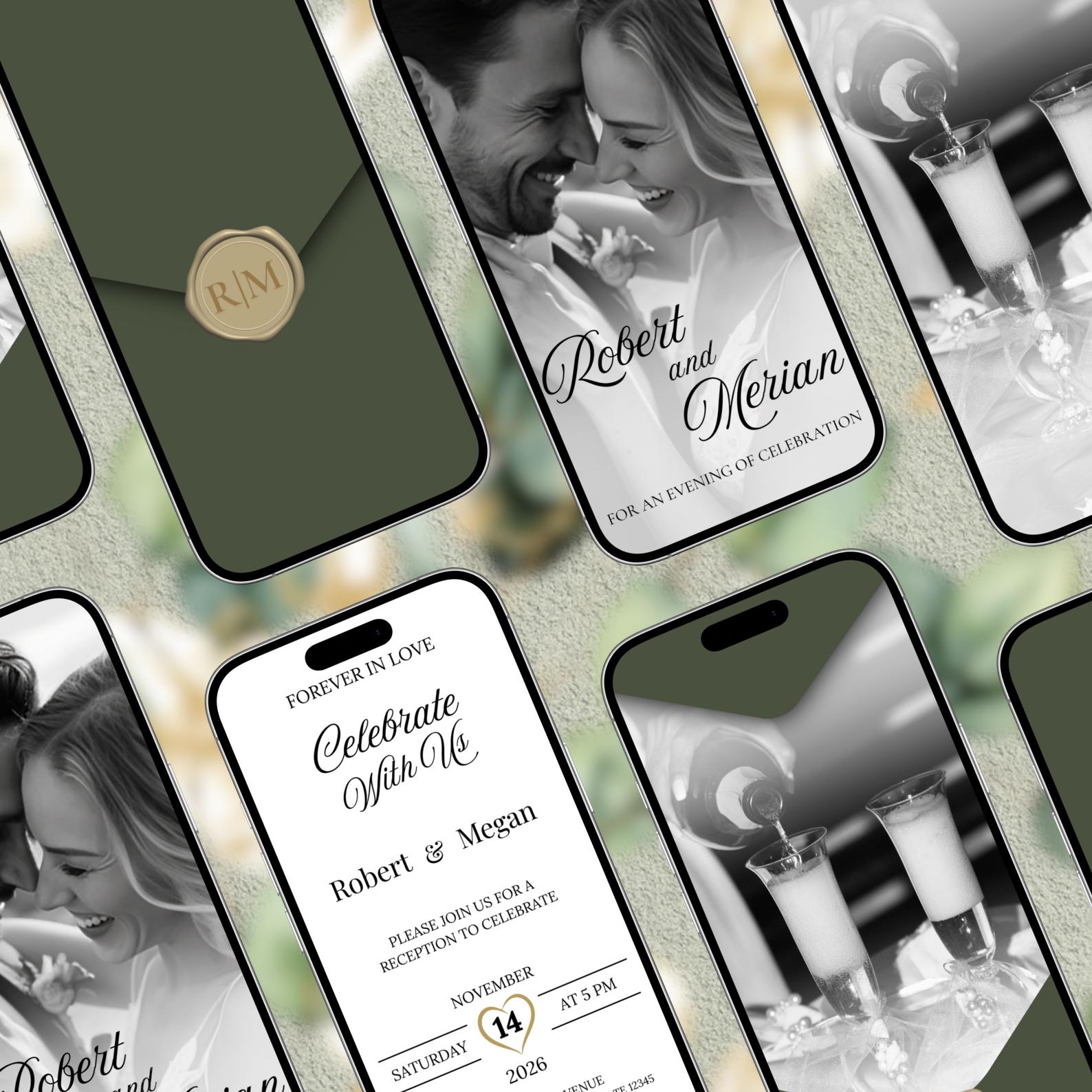Digital Wedding Reception Invitation: Modern Reception Party Invite ...