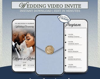 Animierte Hochzeitseinladung Video, Elegante Moderne Canva Vorlage (Digitaler Download)