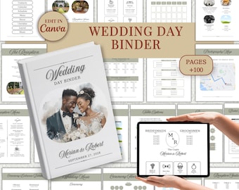 Elegant Wedding Binder Template | Editable Canva Planner (Digital Download)