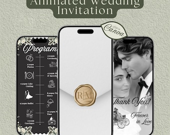 Animierte Hochzeitseinladung: Video Invite, schwarz und weiss (Digitaler Download)