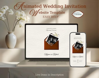 Web Wedding Canva Template, Animated Invitation, Easy RSVP, Customizable, Digital Download, Elegant Terracotta