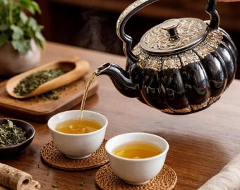 Dunhuang Teapot, Silver Plated Ceramic, Small Single Serve Luxury