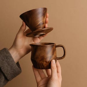 Ceramic Pour Over, Rustic Ceramic Mug, Natural Matte Glaze Set