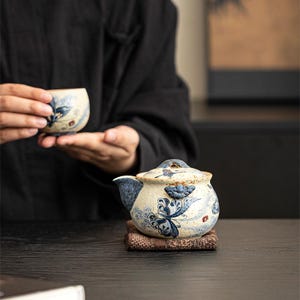 Handmade Ceramic Gaiwan Tea Pot | Kung Fu Tea Brewer | Vintage Artisan Porcelain Tea Set | Unique Chinese Tea Lover Gift