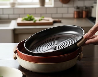 Handmade Rustic Stoneware Baking Pan – Double-Ear Ceramic Bakeware