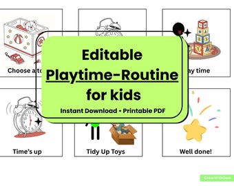 Printable Playtime Routine Chart | Kids Visual Schedule for Home & Preschool