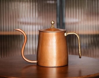 Custom Name Copper Coffee Kettle, Personalized Initial Hammered Tea Kettle