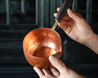 Custom Name Copper Coffee Sharing Pot with Wooden Handle, Coffee Serving Vessel