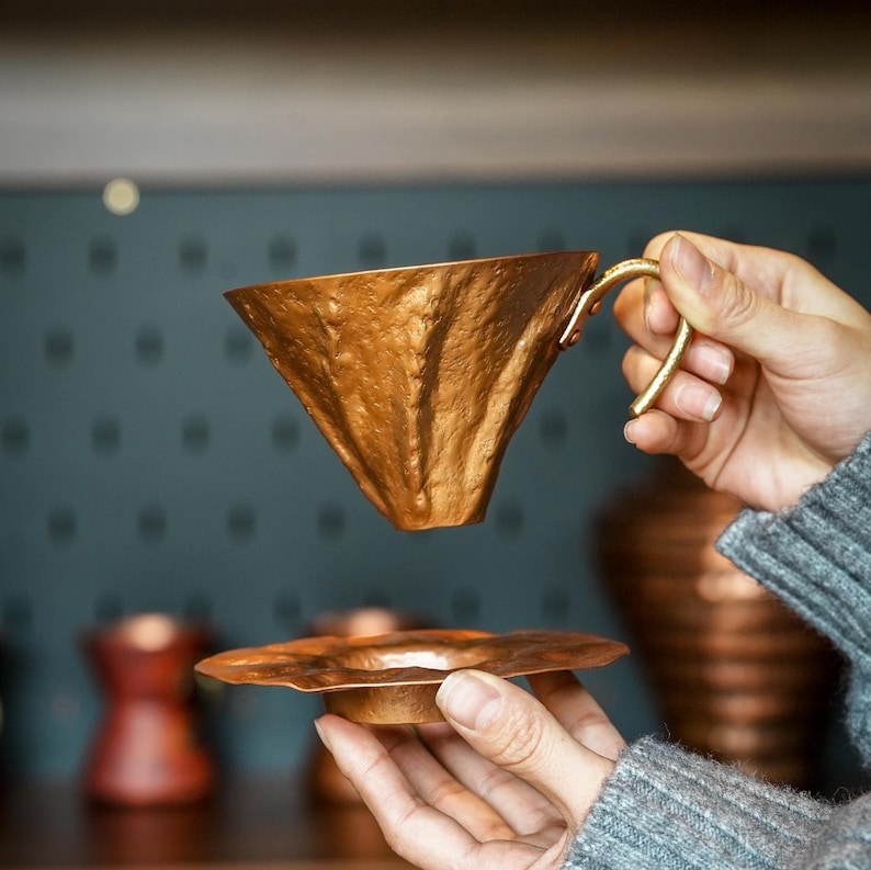 Custom Name Copper Coffee Dripper Personalized Initial Hammered Pour custom-name-copper-coffee-dripper-personalized-initial-hammered-pour