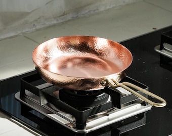 Copper Frying Pan, Handmade Hammered Skillet, Engraved Custom Cookware, Personalized Kitchen Gift, Rustic Metal Chef Pan