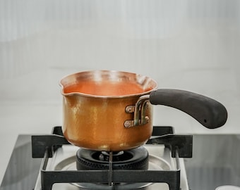 Custom Name Copper Coffee Sharing Pot with Wooden Handle, Coffee Serving Vessel, Handcrafted Copper Coffee Pitcher, Small Milk Pot