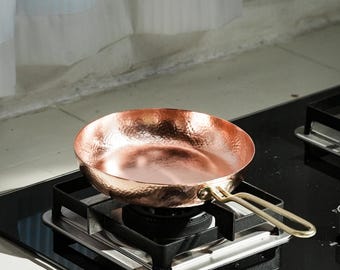 Custom Name Copper Skillet, Personalized Hammered Handcrafted Pan, Rustic Kitchen Decor, Eco Friendly