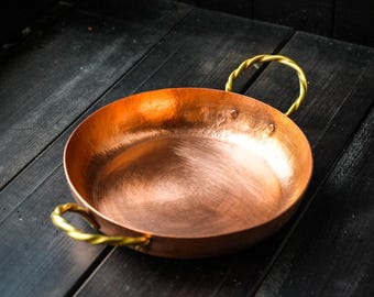 Personalized Copper Pan, Custom Name Hammered Dual Handle Mini Pan, Handcrafted Cookware