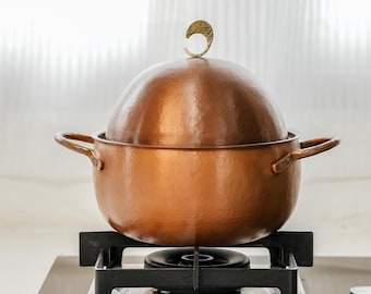 Egg Shape Copper Cooking Pot with Lid, Personalized Hammered Copper Cookware, Custom Soup Pot, Rice Pot, Handmade Kitchen Decor