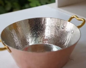 Personalized Copper Salad Bowl, Hammered Dual Handle Pot, Handcrafted Cookware, Eco Friendly Gift