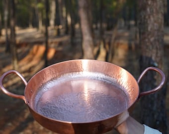 Personalized Copper Hammered Pan, Custom Name Handcrafted Cookware, Eco Friendly