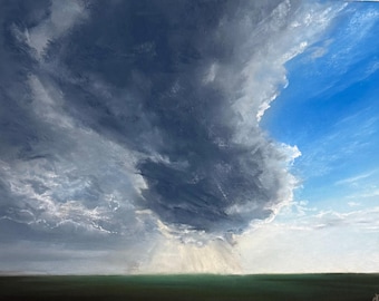 Estudio de tormenta eléctrica n.° 1. Pintura original en pastel suave de 10 x 8 pulgadas.
