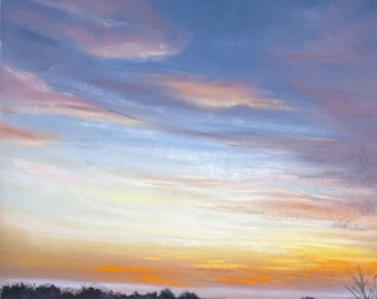 Marsh at Sundown Original Pastel Painting 9.5 x 7 inches