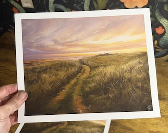 Fine Art Print: Grasses in the Evening Glow Pastel Painting, 8 x 10 inches