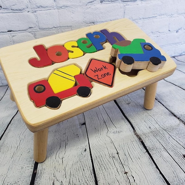 Personalized Wood Construction Stool