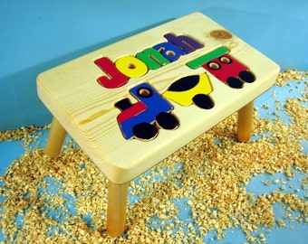 Personalized Wood Train Step Stool