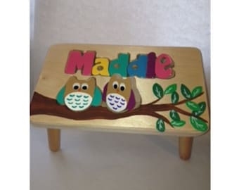 Hand Painted Owl Stool