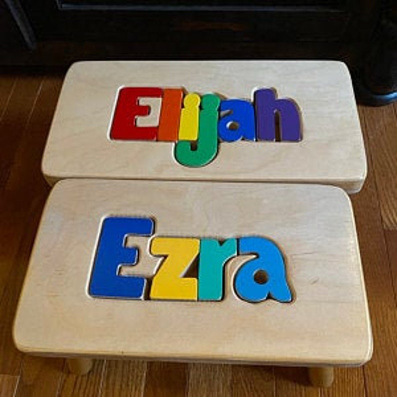 Personalized Wooden Puzzle Step Stool Bild 5