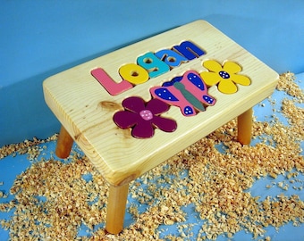 Personalized Wooden Flower Step Stool